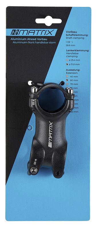 MATRIX Ahead-Vorbau ST17 Alu 60 mm schwarz-matt 31,8 mm 1 1/8" +/-6&deg;