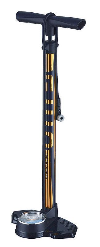 MATRIX Standpumpe Alu mit Manometer 2-Scale SP100 schwarz/gold 11 bar / 160 PSI EVP