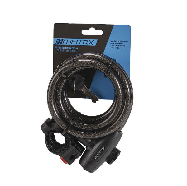 MATRIX Spiralkabelschloss SPS 1800 12 mm schwarz 180 cm EVP