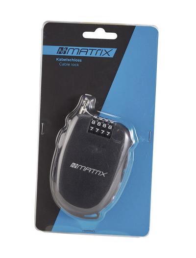 MATRIX Zahlen-Kabelschloss aufrollbar KAZ 900 2,4 mm schwarz 90 cm EVP Produktbild 1