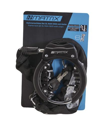 MATRIX Rahmenschloss Set XL RAN 1000 inkl. Kette (100 cm) 65 mm schwarz SB-Verpackung Produktbild 2