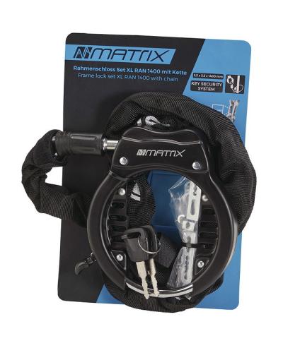 MATRIX Rahmenschloss Set XL RAN 1400 inkl. Kette (140 cm) 65 mm schwarz SB-Verpackung Produktbild 2