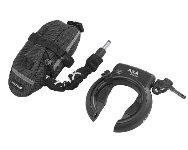 MATRIX Rahmenschloss Set Defender RAN 1010 inkl. Kette RLC (100 cm) und Tasche 50 mm schwarz