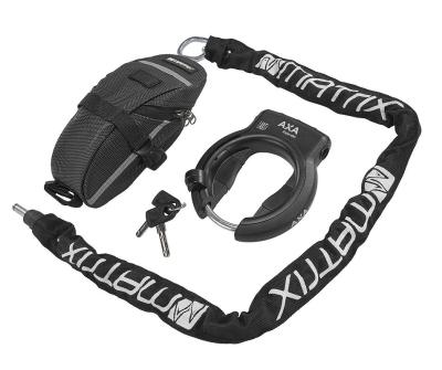 MATRIX Rahmenschloss Set Defender RAN 1010 inkl. Kette RLC (100 cm) und Tasche 50 mm schwarz Produktbild 1