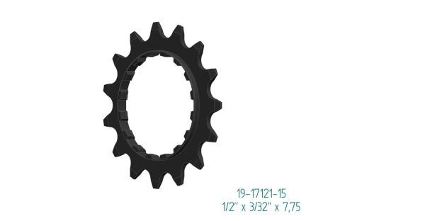 Esjot Ritzel f&uuml;r Bosch Gen 2 Offset Version schwarz  1/2" x 3/32" + 1/2" x 11/128"  15 Z&auml;hne