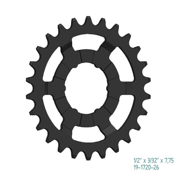 Esjot Steckzahnkranz f&uuml;r Shimano Nexus Inter 5E schwarz  1/2" x 3/32" + 1/2" x 11/128"  26 Z&auml;hne