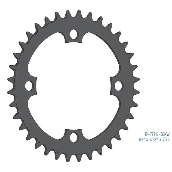 Esjot Kettenblatt f&uuml;r Bosch Gen 1, Gen 3 + Gen 4 Narrow Wide 1/2"x 3/32"+1/2"x11/128" 44 Z&auml;hne