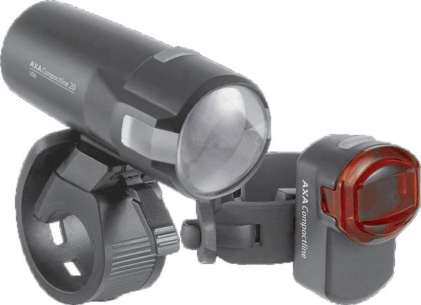 AXA LED Akkuleuchten Set Compactline  20 Lux schwarz