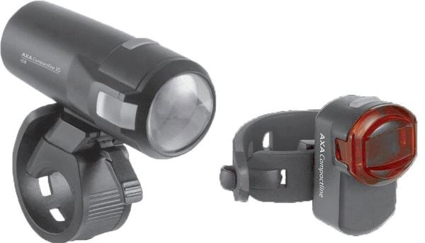 AXA LED Akkuleuchten Set Compactline  35 Lux schwarz
