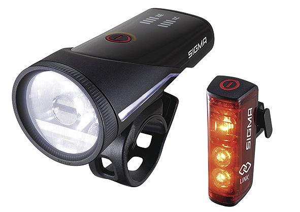 SIGMA LED Akkuleuchten Set Aura 100 USB + Blaze Link schwarz