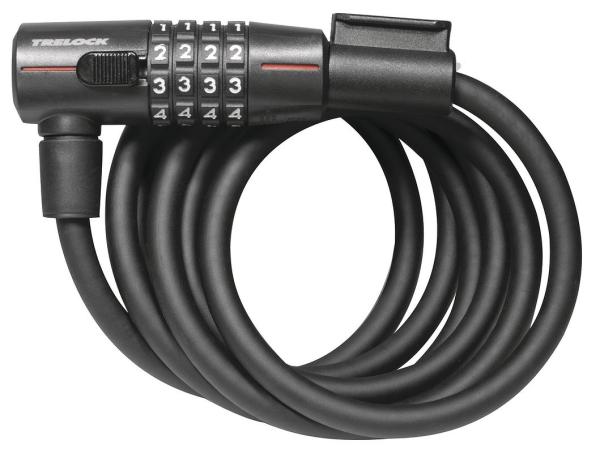 TRELOCK Zahlen-Spiralkabelschloss SK 312 Code 12 mm schwarz 180 cm