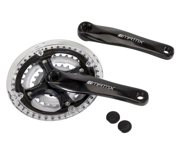 MATRIX Kettenradgarnitur Alu 4-kant f&uuml;r MTB 42x34x24 Z&auml;hne schwarz 170 mm  Montageverpackung