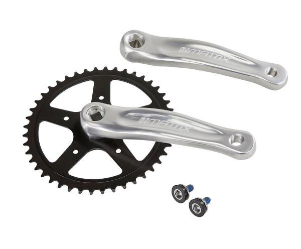 MATRIX Kettenradgarnitur Alu 4-kant f&uuml;r City Rad 44 Z&auml;hne silber polish 170 mm  Montageverpackung