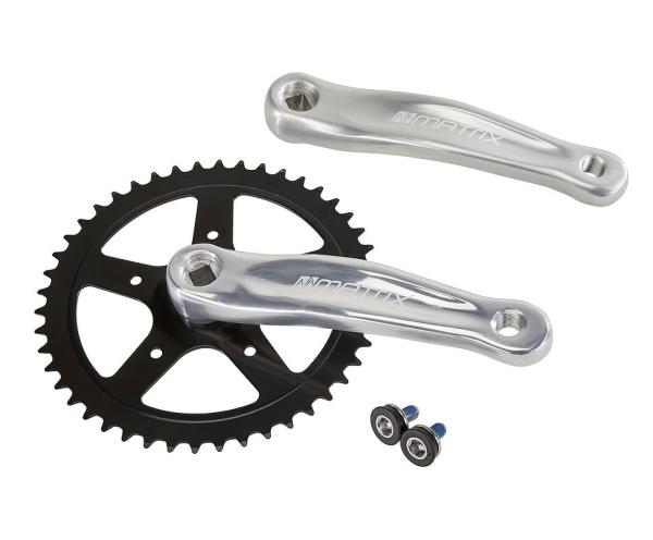 MATRIX Kettenradgarnitur Alu 4-kant f&uuml;r City Rad 46 Z&auml;hne silber polish 170 mm  Montageverpackung